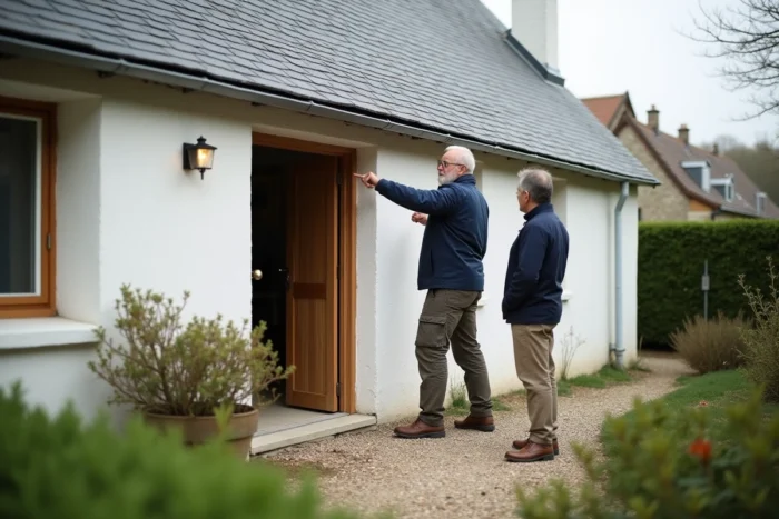 Artisan local inspectant la rénovation d'une maison traditionnelle au Pays de Retz