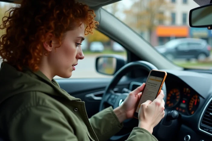 Personne consultant le site officiel depuis un smartphone pour retrouver la date de son permis de conduire perdu
