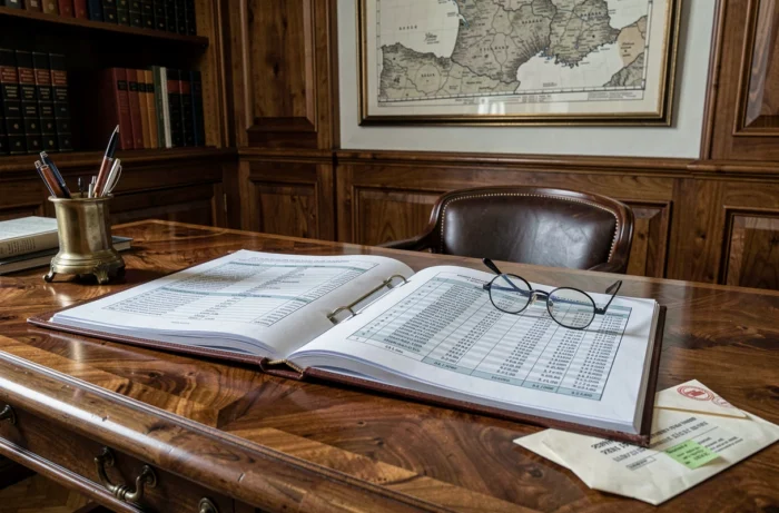Documents financiers et analyses patrimoniales sur un bureau illustrant la fortune de Philippe de Villiers